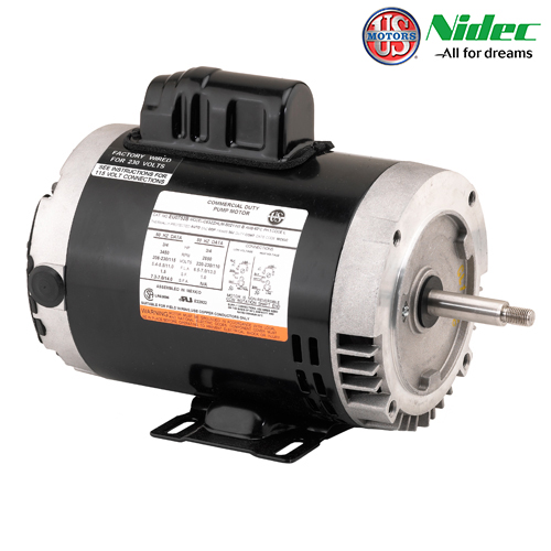 Image 1.5HP 3600 115/208-230/1/60-50 ODP 56J Commercial Pump Motors REMOVABLE BASE AUTO OVERLOAD 1.30SF